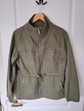 Womens Old Navy Lightweight Olive Green Cargo Zip Front Utility Jacket Medium
